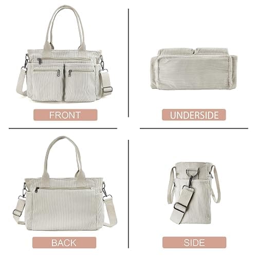 KAMEILONG Womens Casual Corduroy Tote Bags with Multiple Pockets Hobo Crossbody Bag Travel Shoulder Bags Cute Purse Handbag thumbnail 5