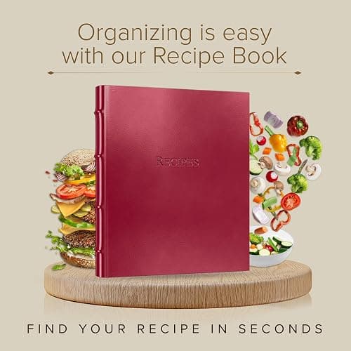 Gallery Leather Recipe book to write in your own recipes - 3 Ring Recipe Binder With Plastic Sleeves, Blank, 25 Pocket Pages and Ivory Cards, Fillable - Floral Espresso - 9.25 x 8 " thumbnail 5
