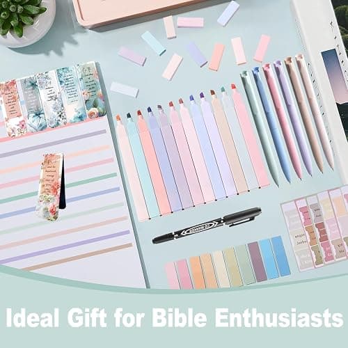 40 Pcs Bible Journaling Kit, Bible Study Kit for Women, Bible Journaling Supplies with Pastel Bible Highlighters and Tabs, Bible Pens,Sticky Notes, Bookmarks, All-in-One Christian Bible Study Supplies thumbnail 7