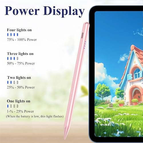Stylus Pen for iPad 9&10th Generation 2018-2025 with Palm Rejection, Tilt Sensitivity, Tablet Digital Pencil Suit with Apple iPad 6/7/8/9/10th, Pro 11"/12.9"/M4, Air 3/4/5th/M2/M3, Mini 5/6th - Pink thumbnail 7