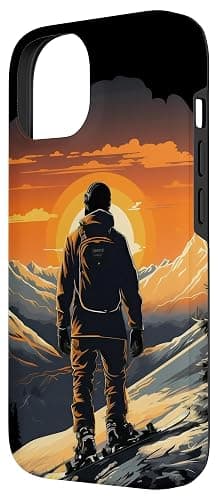 Snowboarding Snowboard Snowboarder Mountain Sunset Case for iPhone 14 thumbnail 2