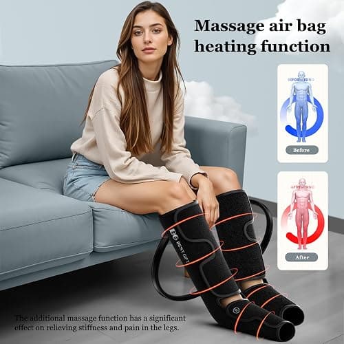 Gifts for Dad Mom Men Women Christmas Mothers Day, Fathers Day, Air Compression Massager with Heat for Foot, Leg, Calf, Thigh, Knee, Helpful for Vericose Veins, Muscle Fatigue, Cramps, Swelling, Edema thumbnail 3