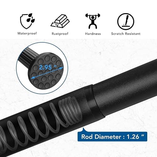Tension Curtain Rod, 51-165 Inch,Spring Shower Closet for Windows or Shower,Easy to Install, No Drilling, Rust, Bathroom, Rod Diameter 1.26 Inches, Black,Umimile thumbnail 3