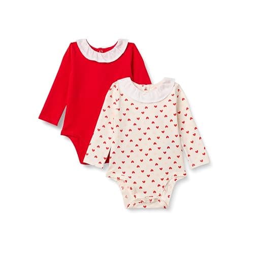Amazon Essentials x Sofia Grainge Baby Girls' Long-Sleeve Ruffle Collar Bodysuit, Pack of 2 - Image 1