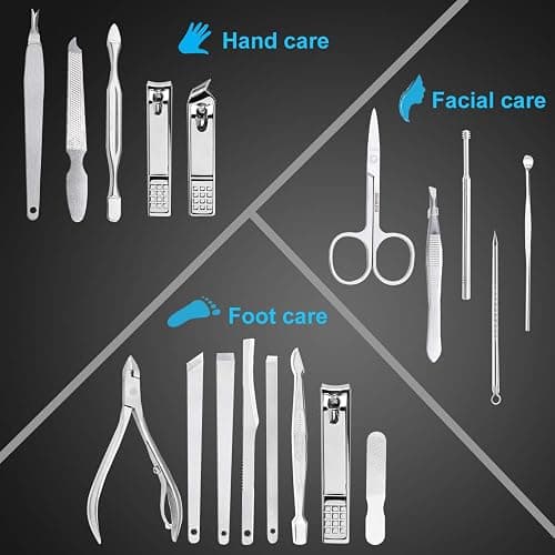 Nail Clippers Set Fingernail and Toenail Clipper Cutters, 18Pcs Manicure Pedicure Kit Professional Grooming Kits, Nail Care Tools with Travel Case Stocking Stuffers Gifts for Men Women Parent thumbnail 4