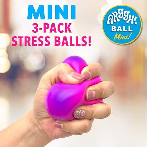 Power Your Fun Arggh Mini Stress Balls for Adults and Kids - 3pk Squishy Stress Balls, Color Changing Resistance Fidget Toys, Sensory Stress Relief Squeeze Toys Squishy Toy (Yellow, Pink, Blue) thumbnail 2