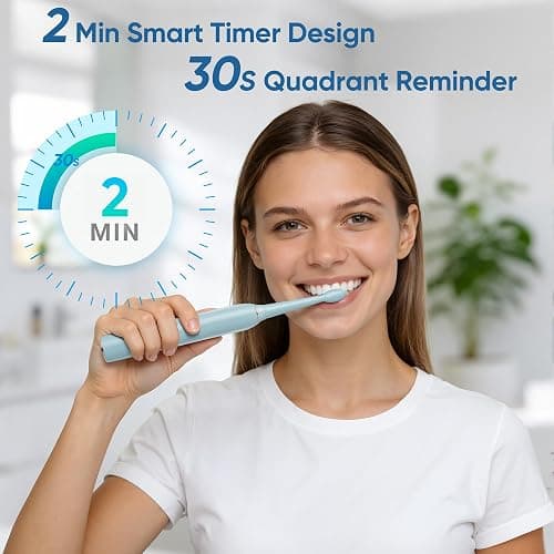 Yoomue Sonic Electric Toothbrush for Adults & Kids - 5 High-Performance Modes, 8 Replacement Heads, 2.5-Hour Fast Charge, Built-in Smart 2-Minute Timer, IPX7 Waterproof, 35Day Battery Life Light Blue thumbnail 6