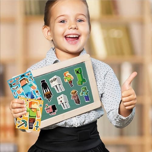 24 Sheets Cartoon Stickers, Mixed & Matched with 8 Designed Characters(3 of Each) Stickers, Cute Pixel Party Favors thumbnail 2