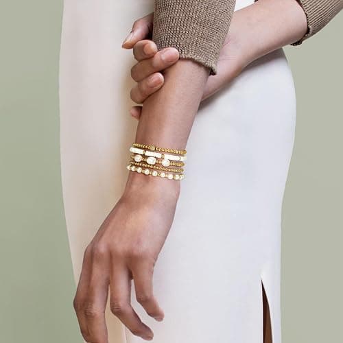 jollone Gold Bracelets for Women Gold Bracelet Stack Pearl Beaded Bracelets for Women 14K Gold Plated Stretch Bead Ball Bracelet Sets Jewelry for Mother's Day Birthday Gifts thumbnail 6