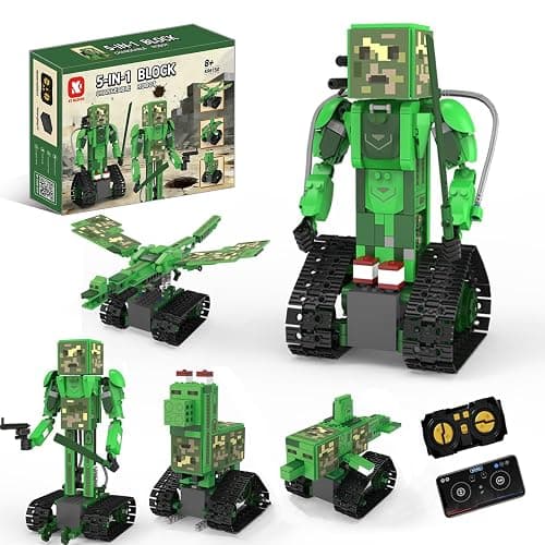 RC Robot Building Kit, 5in1 STEM Coding Robot Toy with APP & Remote Control | Transforming Multi-Model Design, Rechargeable Motorized Movement, Creative Engineering Assembly, Hands-On STEM Learning - Image 1