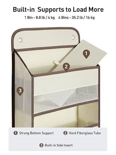 Yecaye Hanging Over the Door Organizer 1 Pack, 35.2lbs Load Toy Stuffed Animal Storage, Swing-proof Bathroom Organizers and Storage for Nursery Newborn Baby Essential Stuff Beige thumbnail 6