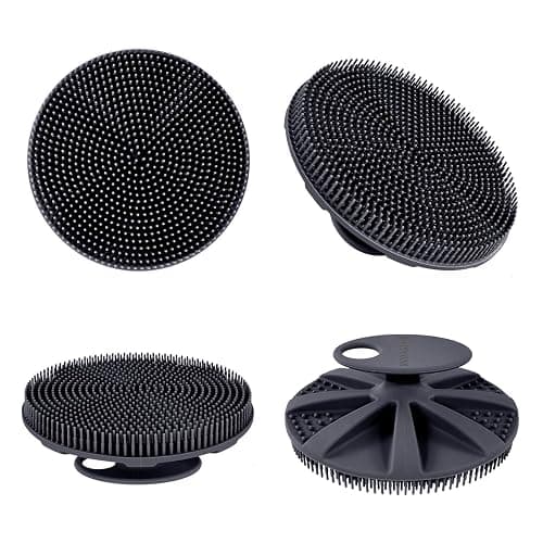 INNERNEED Food-Grade Soft Silicone Body Scrubber Shower Brush Handheld Cleansing Skin Brush, Gentle Exfoliating and Lather Well (Black) thumbnail 8