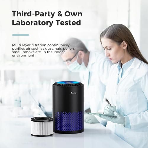 AROEVE Air Purifiers for Bedroom Home, Air Purifier For Smoke Pollen Dander Hair Smell Air Cleaner with Sleep Mode Speed Control For Bedroom Office, MK01- Black(Available for California) thumbnail 6