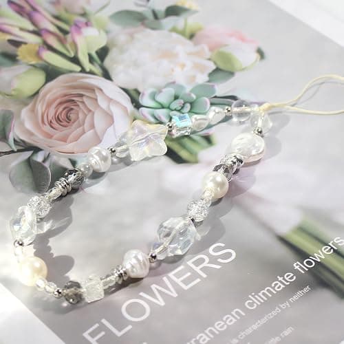 CMVFYL Beaded Camera Wrist Strap, Cute Phone Charms Strap, Pearl Bracelet Wrist Strap, Phone Keychain Decoration for Wallet thumbnail 3