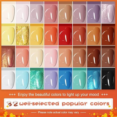 JODSONE 36 Pcs Gel Nail Polish Kit with U V Light of 32 Color Gel Polish Nail Collections Base and Top Glitter Coat Manicure Tools thumbnail 2