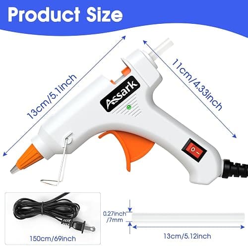 Hot Glue Gun Kit with 30 Glue Sticks(130mm x 7mm), Fast Preheating Hot Melt, High Temp for School Crafts DIY Arts and Quick Home Repairs, 20W White thumbnail 2