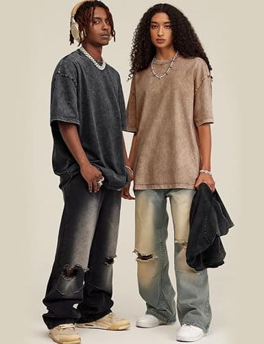 Arssm 3 Pack Men Oversized T Shirts Vintage Tee Loose Fit Short Sleeve Casual Streetwear Baggy Washed Unisex Tops thumbnail 4