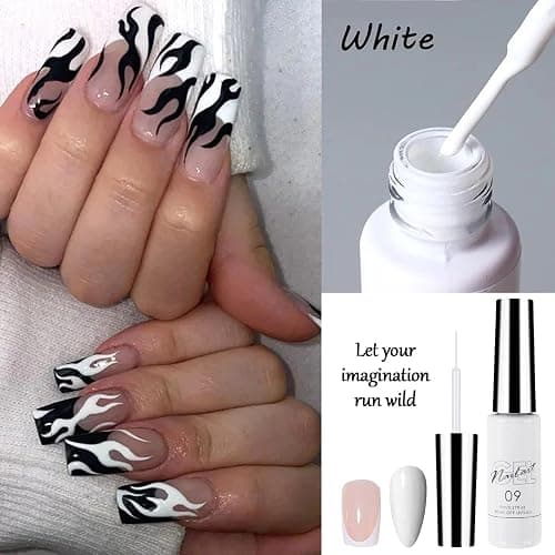 White Gel Nail Polish Liner - UV Shellac Colour For Fineliner, French Nail Art Design, Women's DIY Home Salon, Gel Colours For Nails thumbnail 3