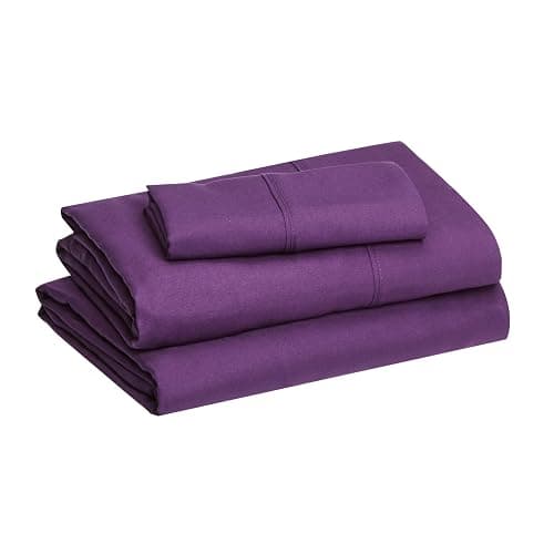 Amazon Basics Lightweight Super Soft Easy Care Microfiber 3 Piece Bed Sheet Set with 14-Inch Deep Pockets, Twin XL, Plum, Solid thumbnail 2