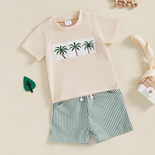 Sprifallbaby Baby Boy Summer Clothes Tropical Palm Tree Print T-shirt Shorts Set Infant Toddler Hawaiian Beach Outfits thumbnail 3
