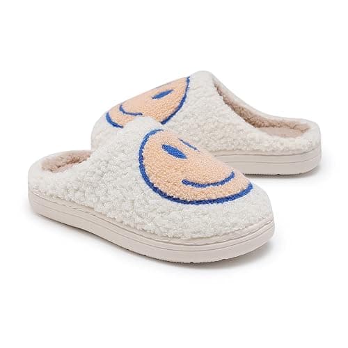 V-CEN Smile Face Kids Happy Face Soft Plush Warm Slipper Anti-Slip Winter Fluffy House Shoes Soft Memory Foam Comfort Cotton Slippers Indoor and Outdoor - Image 1
