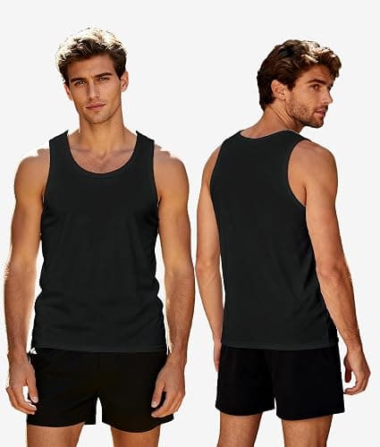 BAMBOO COOL Men's Tank Top Undershirts Moisture Wicking Breathable, Fitted Ruglar Fit T Shirts for Men 3 Pack thumbnail 2