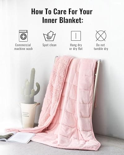 Uttermara Sherpa Fleece Weighted Blanket 15 lbs for Adult, Unicolor Ultra-Soft Fleece and Sherpa, Dual Sided Cozy Plush Blanket for Sofa Bed, 60 x 80 inches, Pink thumbnail 8