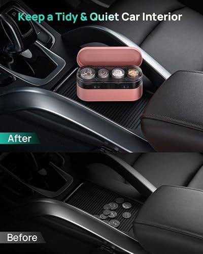 HALOBLK Larger-Capacity Coin Holder for Car Change Holder Organizer, Compatible with Most Car & Trucks, Pink thumbnail 5