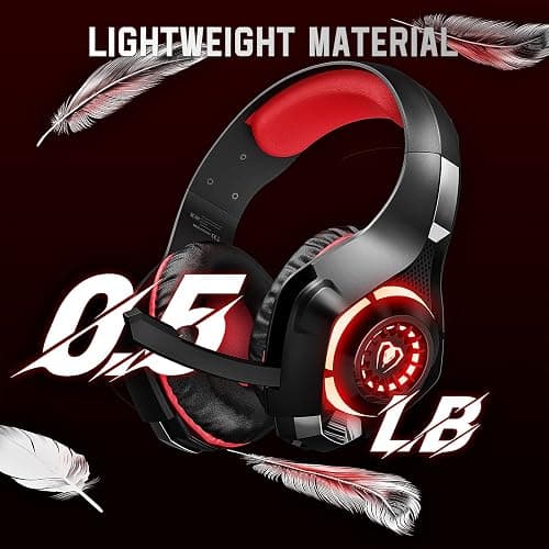 Tatybo Gaming Headset for Ps4 Ps5 Xbox One Switch PC with Noise Canceling Mic, Deep Bass Stereo Sound (Black Red) thumbnail 5