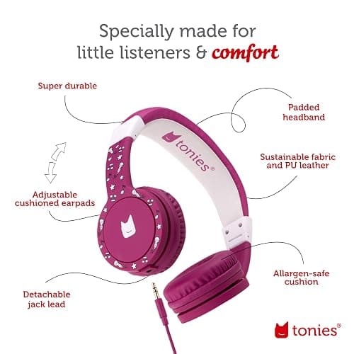 Tonies Foldable Wired Headphones for Kids - Comfortably Designed to fit On-Ear - Works with Toniebox 1 and All 3.5mm Devices - Purple thumbnail 4