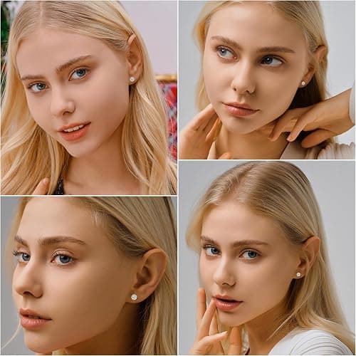 Moissanite Halo Earrings Stud Screw Back 0.2-8.0ct 3-10mm 18K White Gold Plated 925 Sterling Silver Lab Round Cut Brilliant Moissanite Halo Earrings for Women Men thumbnail 7