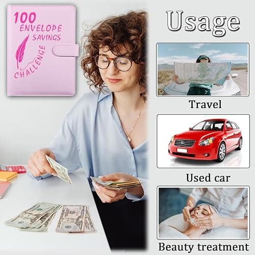 100 Envelope Challenge Binder, 25 Sheets Silkscreen Numbers to 100, Not Stickers, Reusable Tracker, Easy and Fun 100 Envelopes Money Saving Challenge Save $5050, Budget Planner & Saving Money (Pink) thumbnail 7