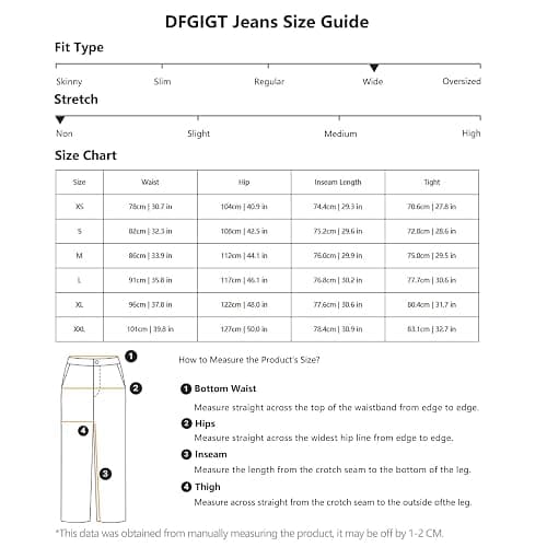 DFGIGT Men's Baggy Hip Hop Jeans Wide Leg Skater Denim Pants Casual Loose Fit Long Trousers Streetwear thumbnail 6