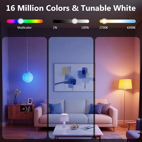 DAYBETTER Smart Light Bulbs, Smart Bulb Compatible with Alexa & Google Home, A19 E26 2.4G WiFi Bluetooth Alexa Light Bulbs, RGBCW Color Changing LED Light Bulb, 60W Equivalent, 800LM, 10Pack thumbnail 5