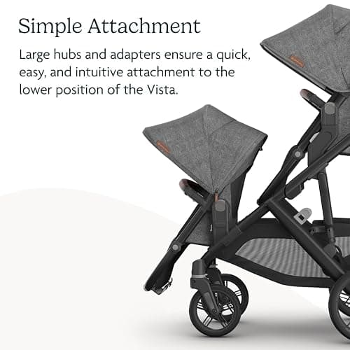 UPPAbaby RumbleSeat V3 Second Lower Seat - Compatible with Vista V2 and Vista V3 - All-Weather Seat + Magnetic Buckle – Adapters Included - Declan (Oat Mélange/Silver Frame/Chestnut Leather) - Declan thumbnail 4