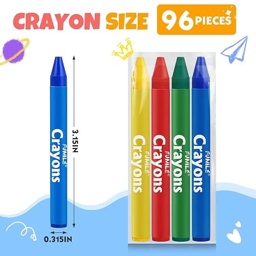 FUMILE 24 Sets of 4 Colors Crayons (96 Count), Crayons Bulk Individual Packs, Non-Toxic Mini Crayon for Kids Party Favors, Restaurants, School Supplies, Travel and More Events thumbnail 3