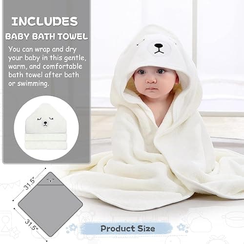 MoreFeel Collapsible Baby Bathtub for Newborn with Thermometer & 1 Hooded Towel & 1 Soft Floating Cushion,Portable Travel Bathtub with Drain Hole, Durable Foldable Baby Tubs for Infants to Toddler thumbnail 7
