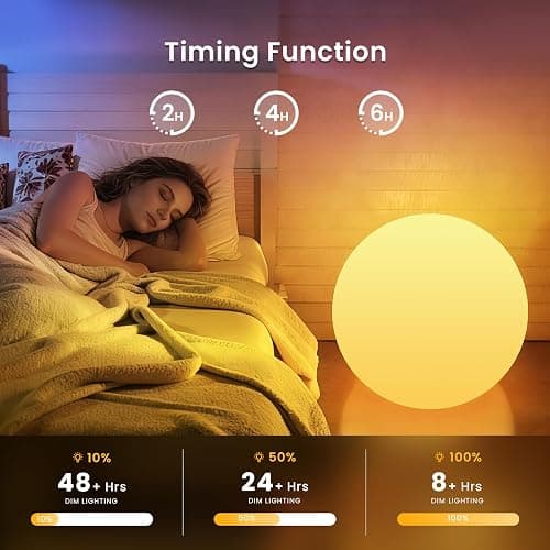 LOFTEK Pool LED Light Ball - 12-inch Sphere Lamp Rechargeable - 16 RGB Cool Lamp for Bedroom Ambient Lighting - Smart Night Light for Baby Nursery - Waterproof Light for Yard & Pool Decor, 1PCS thumbnail 4