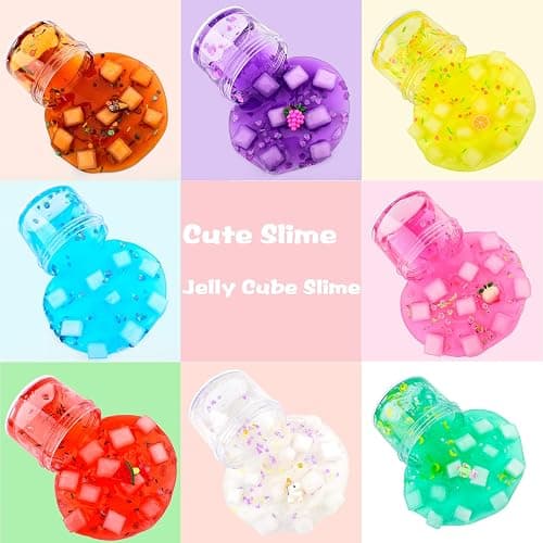 Jelly Cube Clear Slime Kit 8 Pack for Kids, Crunchy Bulk Slime, Super Soft & Non-Sticky, DIY Crystal Slime Party Favors for Girls Boys 5 6 7 8 9 10 11 12 thumbnail 3
