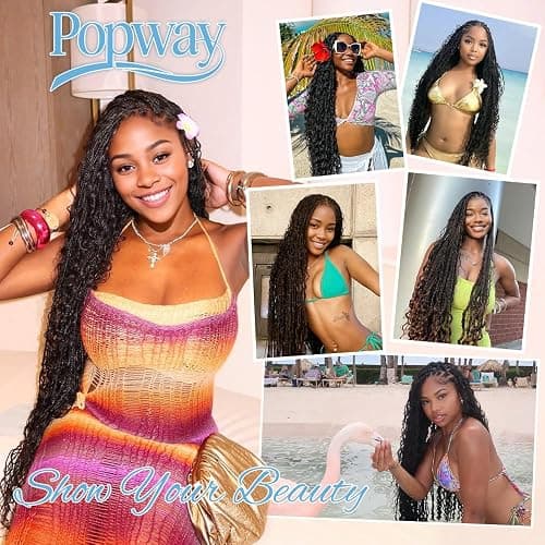 Boho Hair for Braiding 150g 6 Bundles/Pack 20 Inch Human Braiding Hair for Boho Braids Curly Deep Wave Bulk Human Hair Bundles 12A Wet and Wavy Braiding Hair Natural Color thumbnail 6