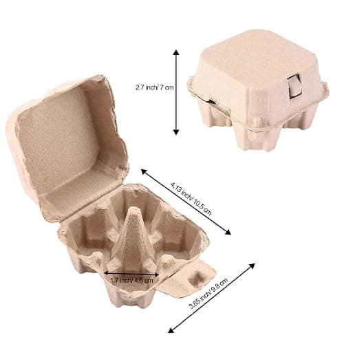 LayHyand 30 Pack Egg Cartons 4 Count, Cheap Bulk Pulp 4 Cell Containers Vintage Easter, 1/3 Dozen Sturdy Natural Kraft Paper Holder Box for Storage Fresh Chicken Huevo 2x2 thumbnail 3