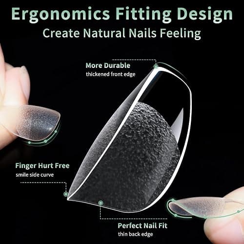 Extra Short Square Nail Tips, 216pcs Acrylic Fake Nails Soft Gel Nail Tips, Full Cover Pre-Shaped Matte Clear Press on Nails for Extension, Diy at Home Manicure 12 Sizes thumbnail 2