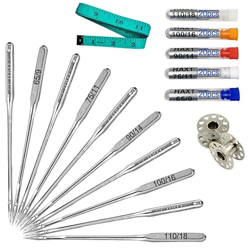 Sewing Machine Needles, 100 PCS Universal Sewing Machine Needle Set for Singer, Brother, Janome, Varmax, and Other Brands of Home Sewing Machines, Sizes 65/9, 75/11, 90/14, 100/16, 110/18 - Image 1