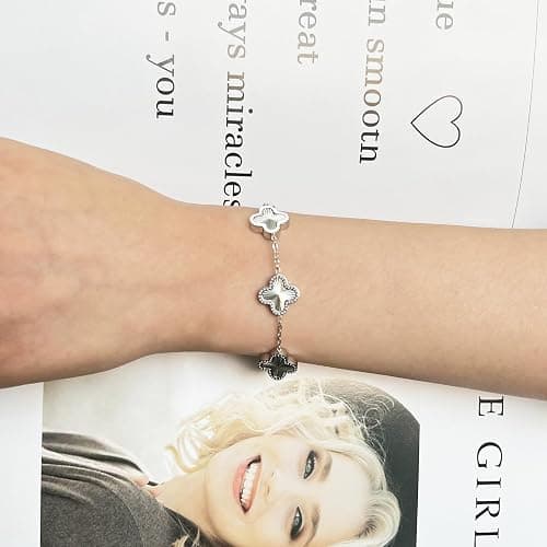 AIPPK 18K Gold Plated Clover Bracelet Dupes Gold Lucky Bracelet for Women Flower Four Leaf Bracelets Danity Jewelry Gifts for Women thumbnail 6