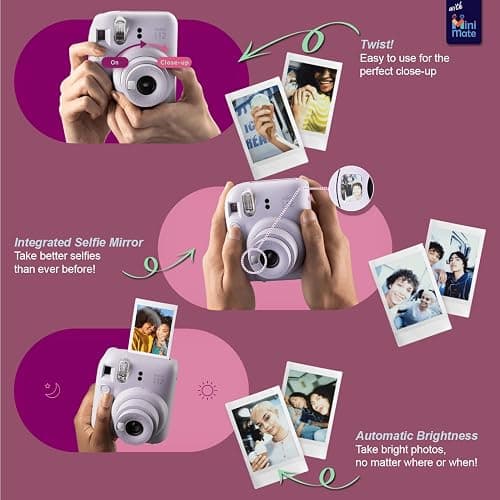 Polaroid Camera + MiniMate Accessory Bundle & Compatible Custom Case + Fuji Instax Film Value Pack (50 Sheets) Flamingo Designer Photo Album (Mint Green) thumbnail 4