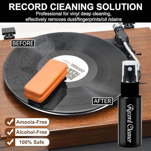 6-in-1 Vinyl Record Cleaning Kit | Vinyl Record Cleaner Kit – Includes 2in1 Velvet Microfiber Brush, Soft Antistatic Nano Fiber Brush, Cleaning Liquid, Duster & Stylus Brush, Storage Box, for Records thumbnail 5