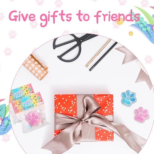 1pcs Pink Squishy Cat Paw Squeeze Toys, Ice Through Sparkling Powder Kawaii Sticky Squishies PVC Toys, Stress Relieving Fur Ball OPP Packaging Gifts for Kids Teenage (1pcs Pink) thumbnail 7