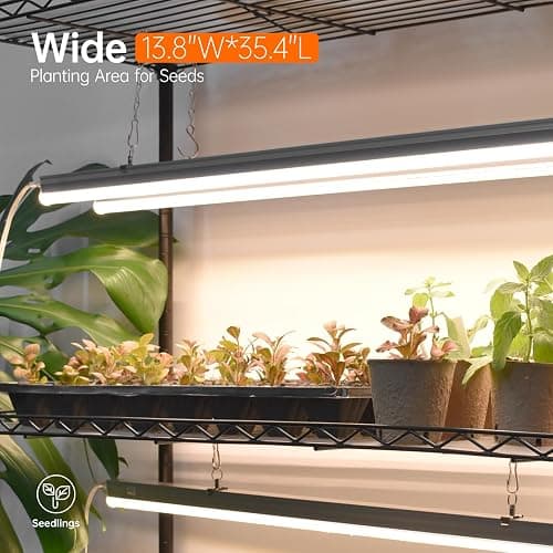 Bstrip Plant Shelf with Grow Light with Timer, Tall Plant Stand with Adjustable Rack and Wheels, 6 Pack T5 3FT Full Spectrum Grow Lights for Indoor Plants, Seed Starting, Seed Tray, 35.4"x13.8"x70.8" thumbnail 5
