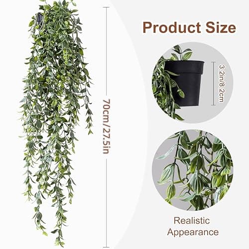 Yarmare Artificial Hanging Plant 2 Pcs Faux Plant Ivy Vine Faux Eucalyptus Vines Fake Potted Greenery for Wall Living Room Home Shelf Office Bathroom Outdoor Indoor Decor (Type 2) thumbnail 2