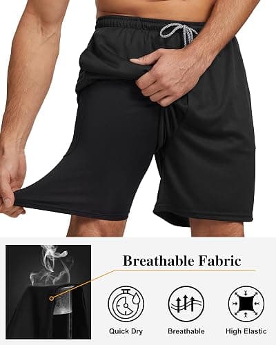 HOPLYNN 5 Pack Mens 2 in 1 Running Shorts with Liner, Quick Dry Workout Training Gym Athletic Sport Shorts with Pockets thumbnail 3